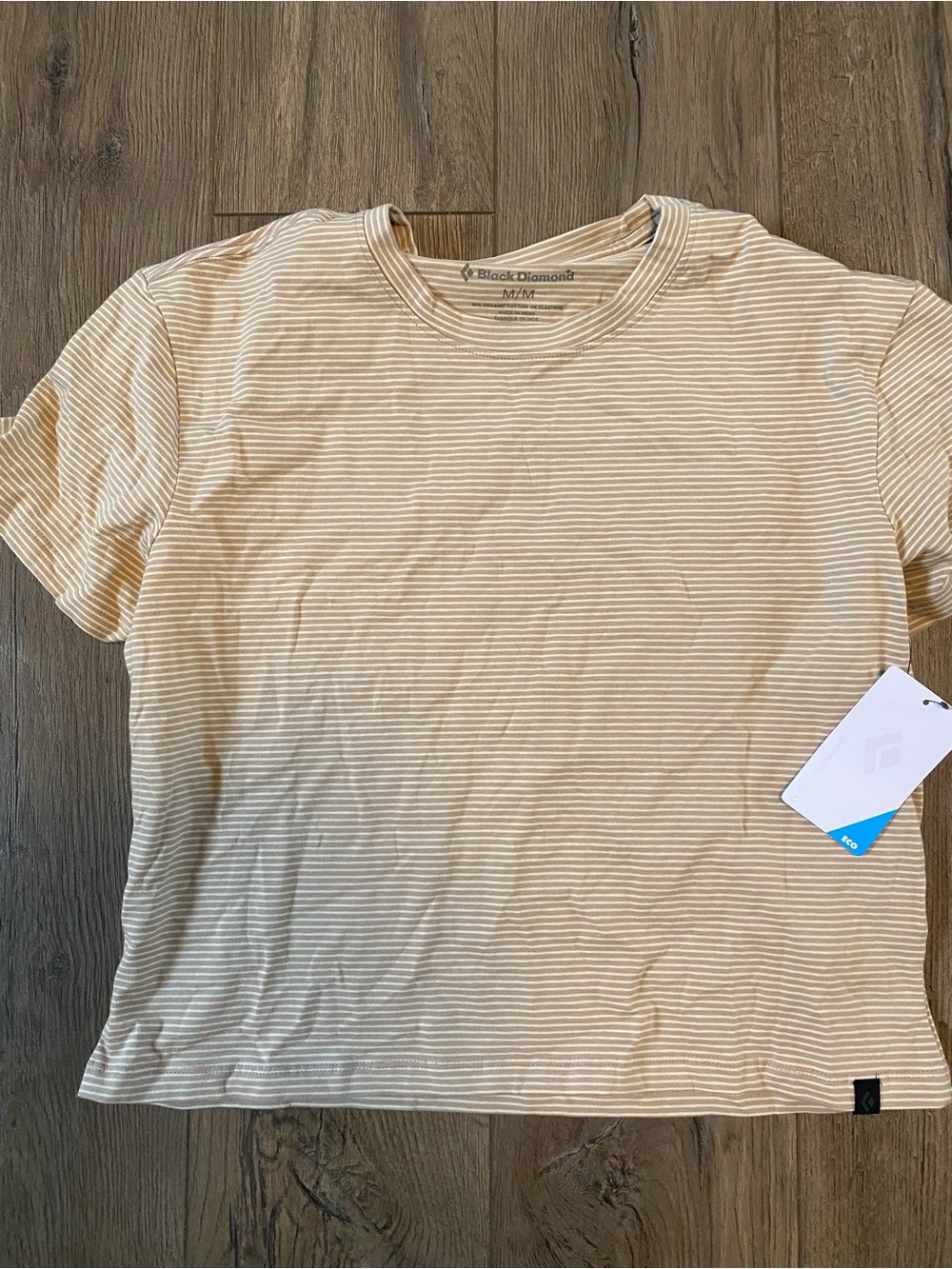 NWT Black Diamond Cream and White Striped Short Sleeve Tee